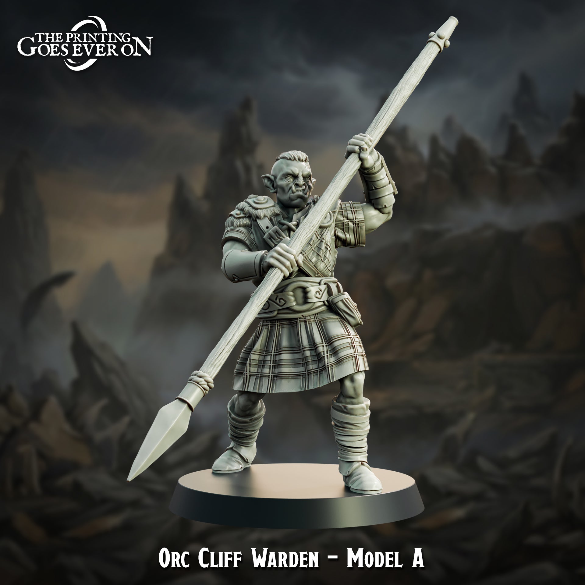 Orc Cliff Warden spearman pose A