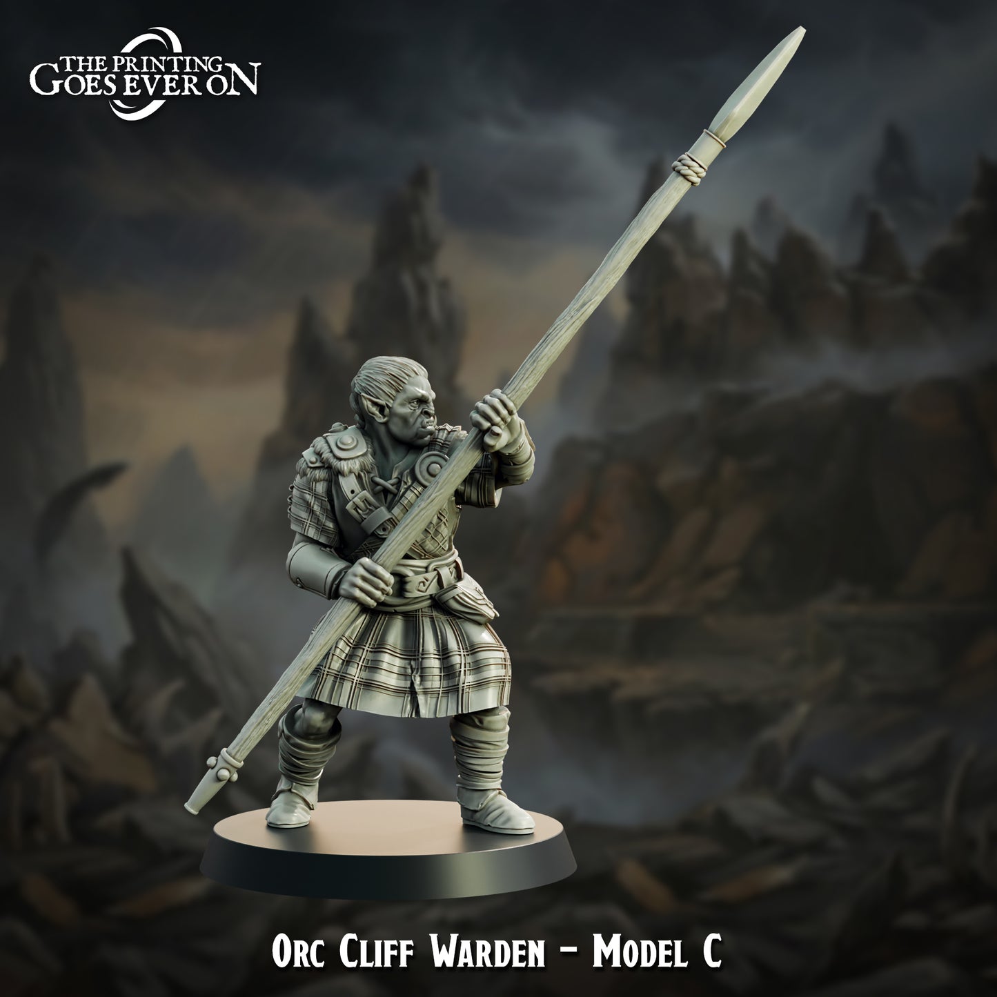 Orc Cliff Warden spearman pose C
