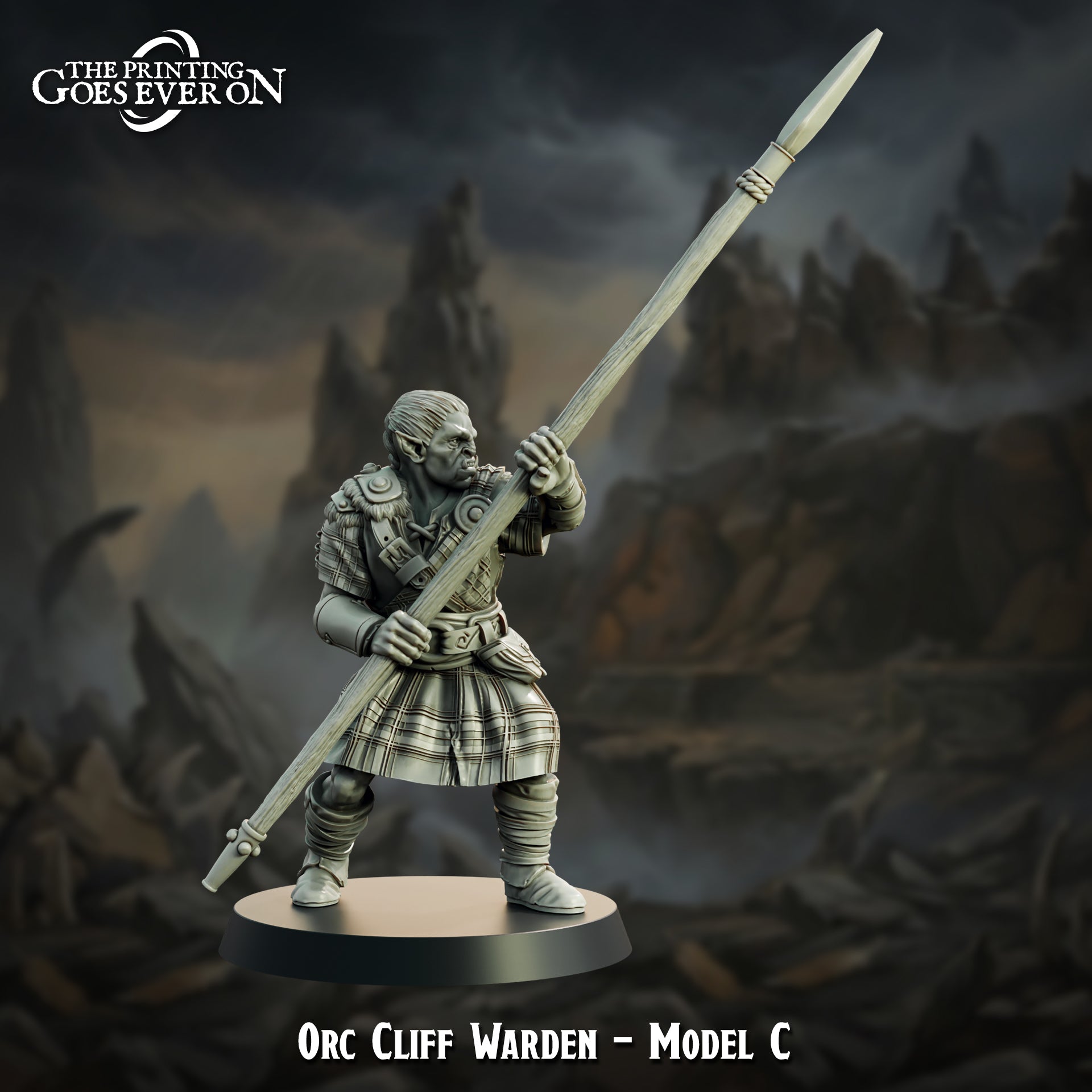 Orc Cliff Warden spearman pose C