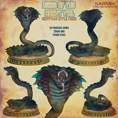 Kabash the Devourer, rearing Egyptian giant cobra serpent monster, painted resin display centerpiece by Ronin Arts Workshop.