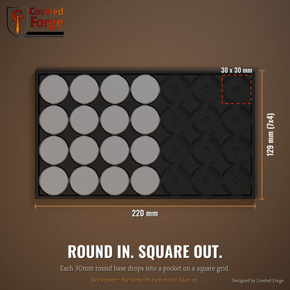 30mm conversion tray dimensions, top view