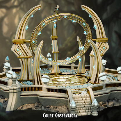 Detail view of the Court Observatory platform, stair and crystal-tipped posts