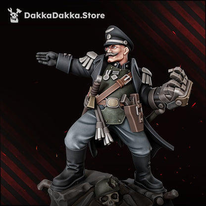Kommandant C. Kroenenger, third painted studio render showing greatcoat, power fist, and heavy rifle.