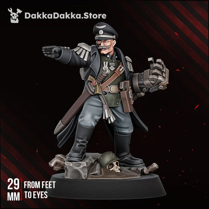 Kommandant C. Kroenenger, 29mm proxy officer painted studio render from Dakka Dakka Store.