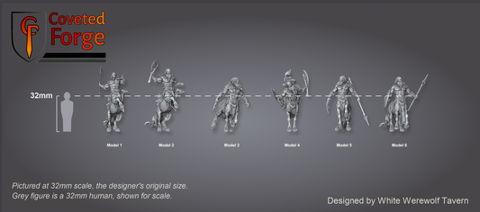 Scale reference: Centaur Warriors at 32mm scale beside a 32mm human silhouette
