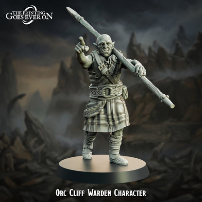 Orc Cliff Warden Hero - kilted orc chieftain with spear