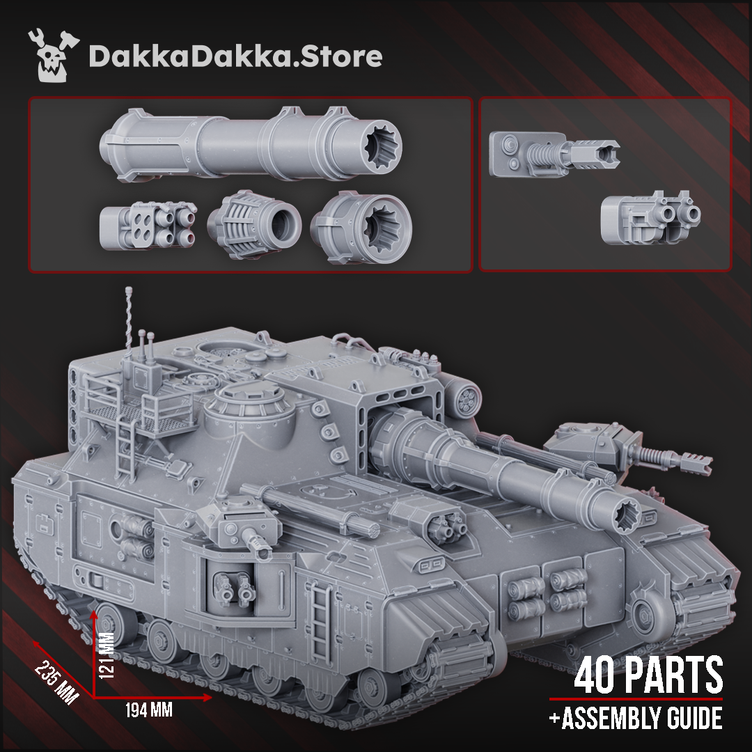 Superheavy Tank Barboudon B-5, a sci-fi superheavy battle tank, resin by Dakka Dakka