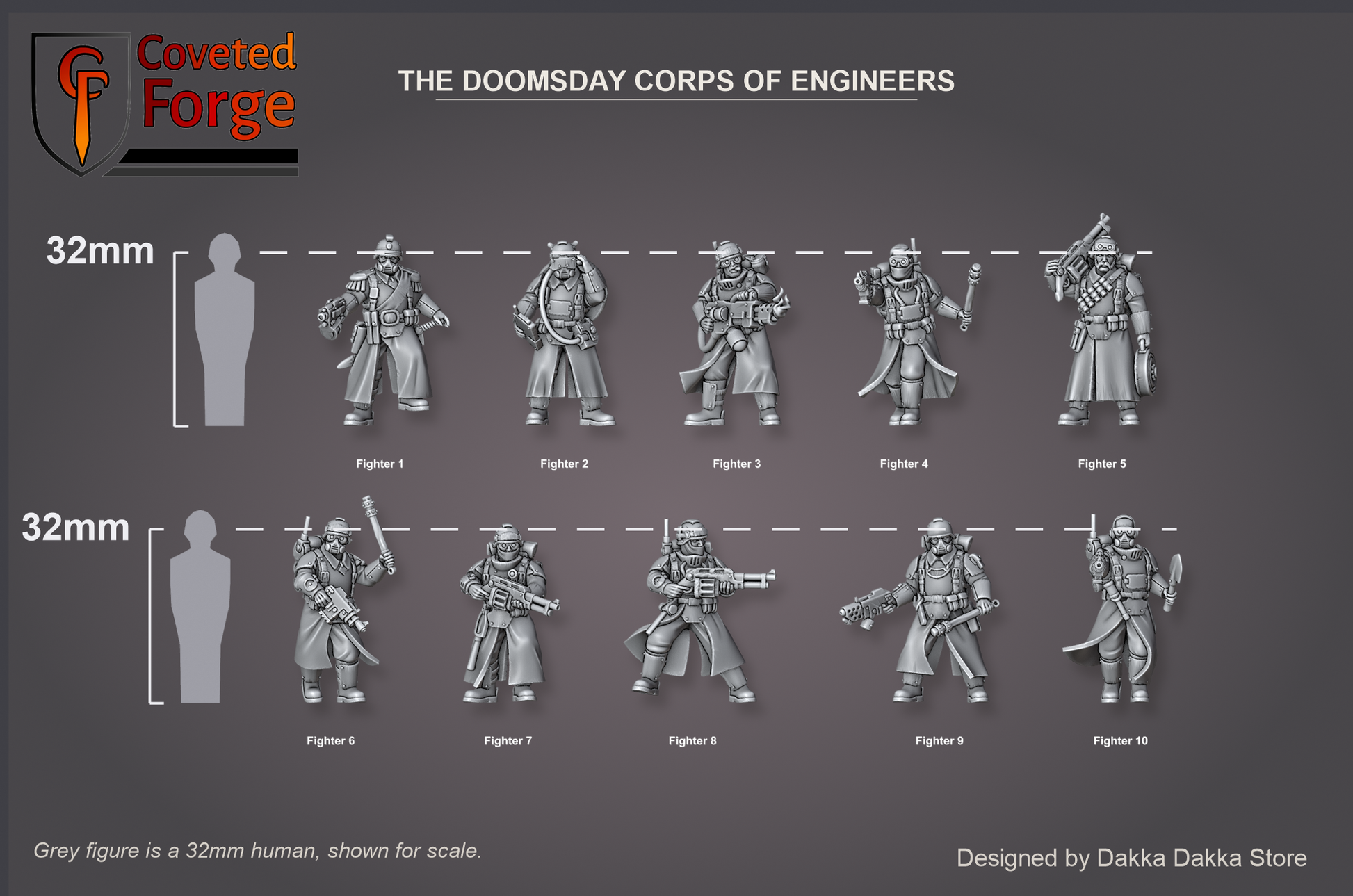 Doomsday Corps of Engineers 32mm scale reference lineup