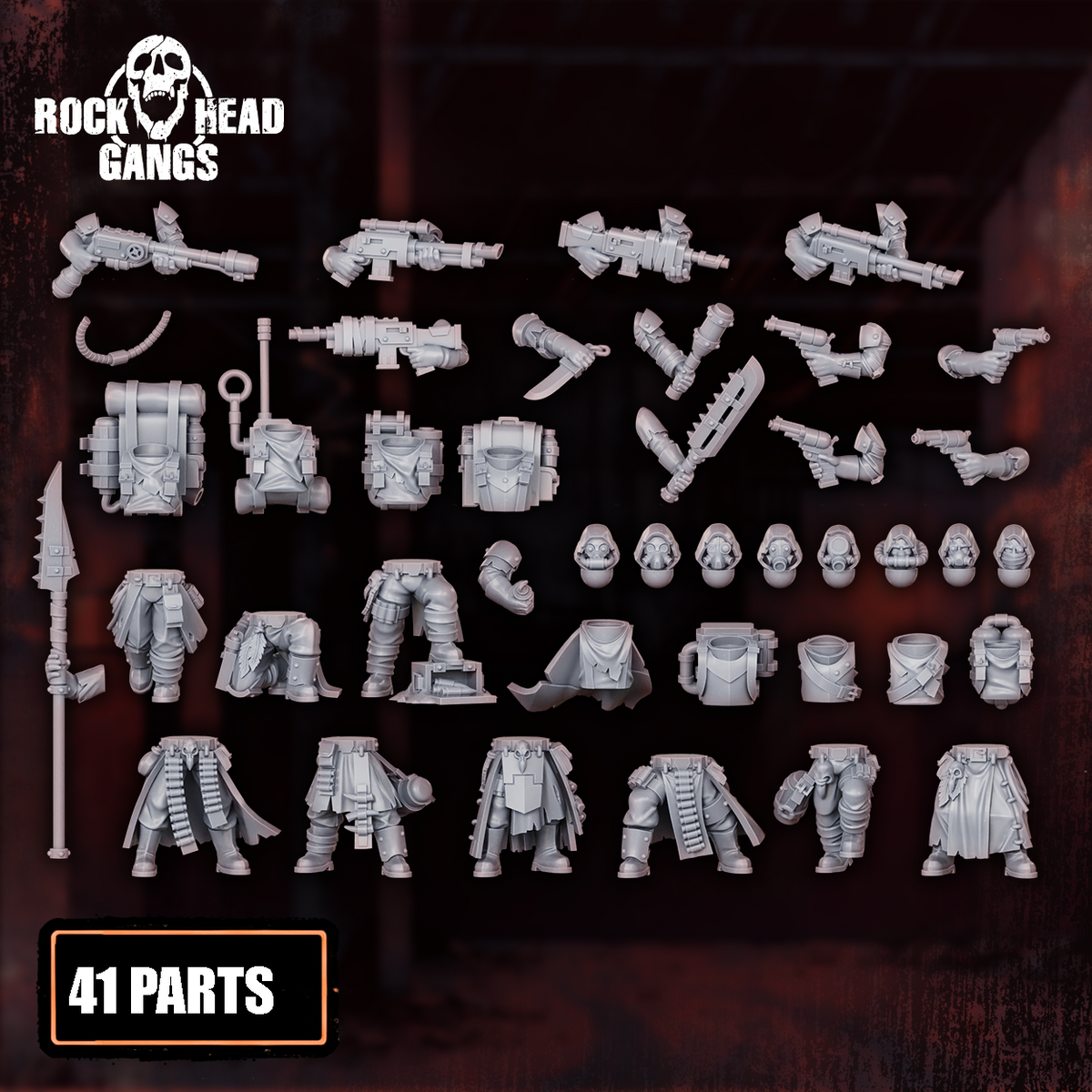Deadland Lurkers build kit parts layout, 41 parts, Dakka Dakka Store render