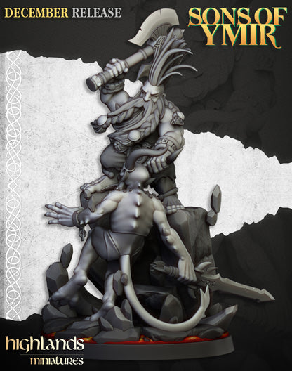 Dwarf Demonseeker slayer over a slain horned demon