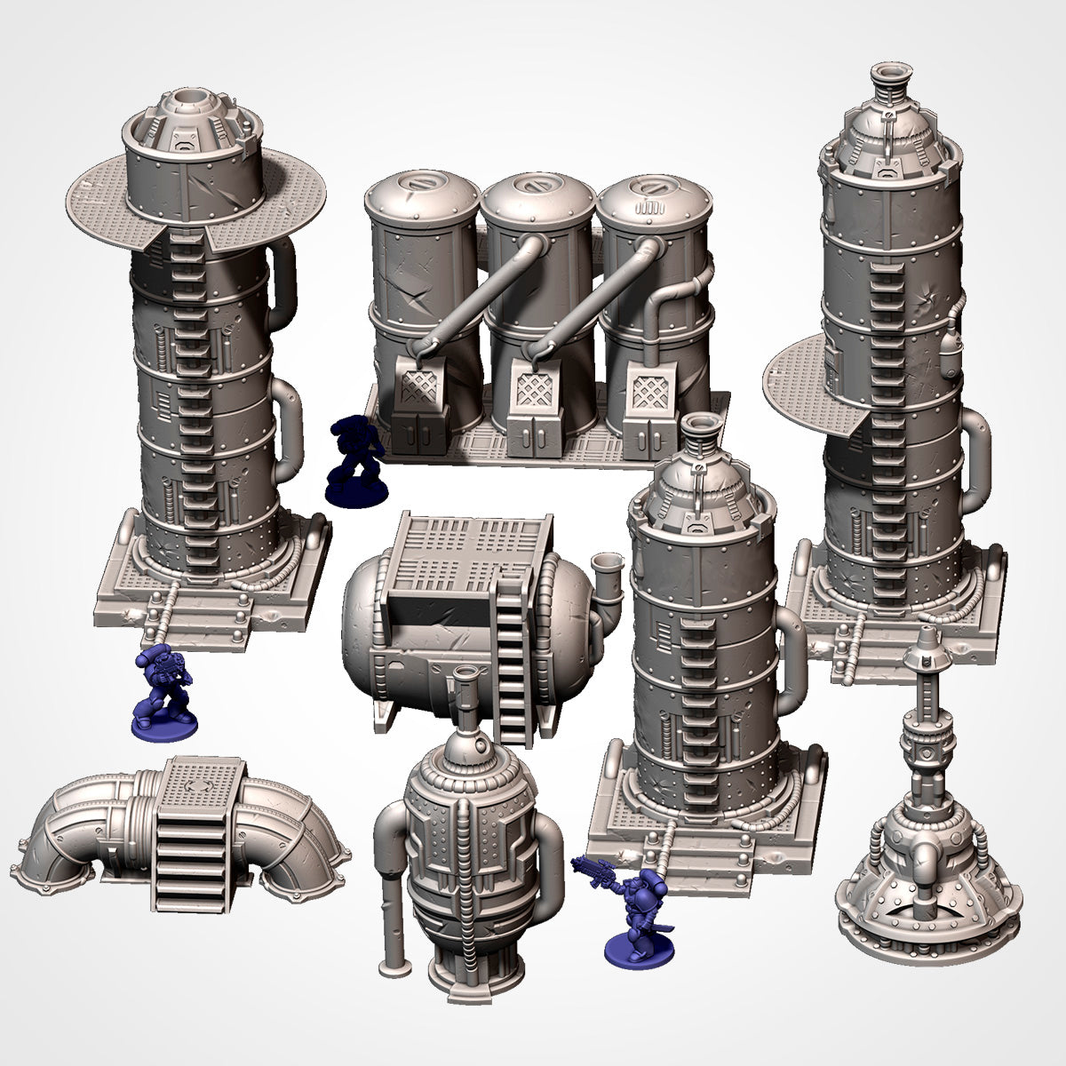 Industrial Sector full set assembled, Txarli Factory sci-fi terrain.
