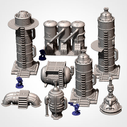 Industrial Sector full set assembled, Txarli Factory sci-fi terrain.
