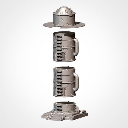 Industrial Sector tower shown as stacked sections, Txarli Factory terrain.