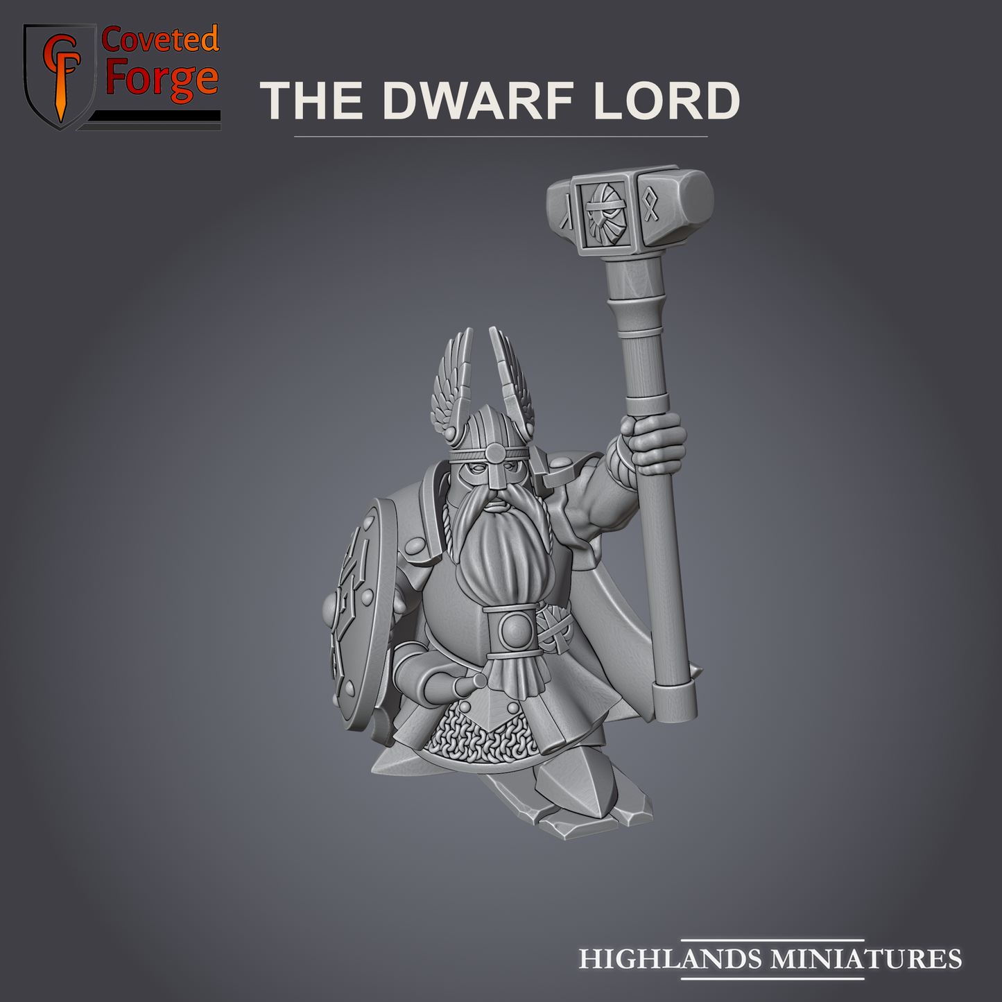The Dwarf Lord with hammer and shield
