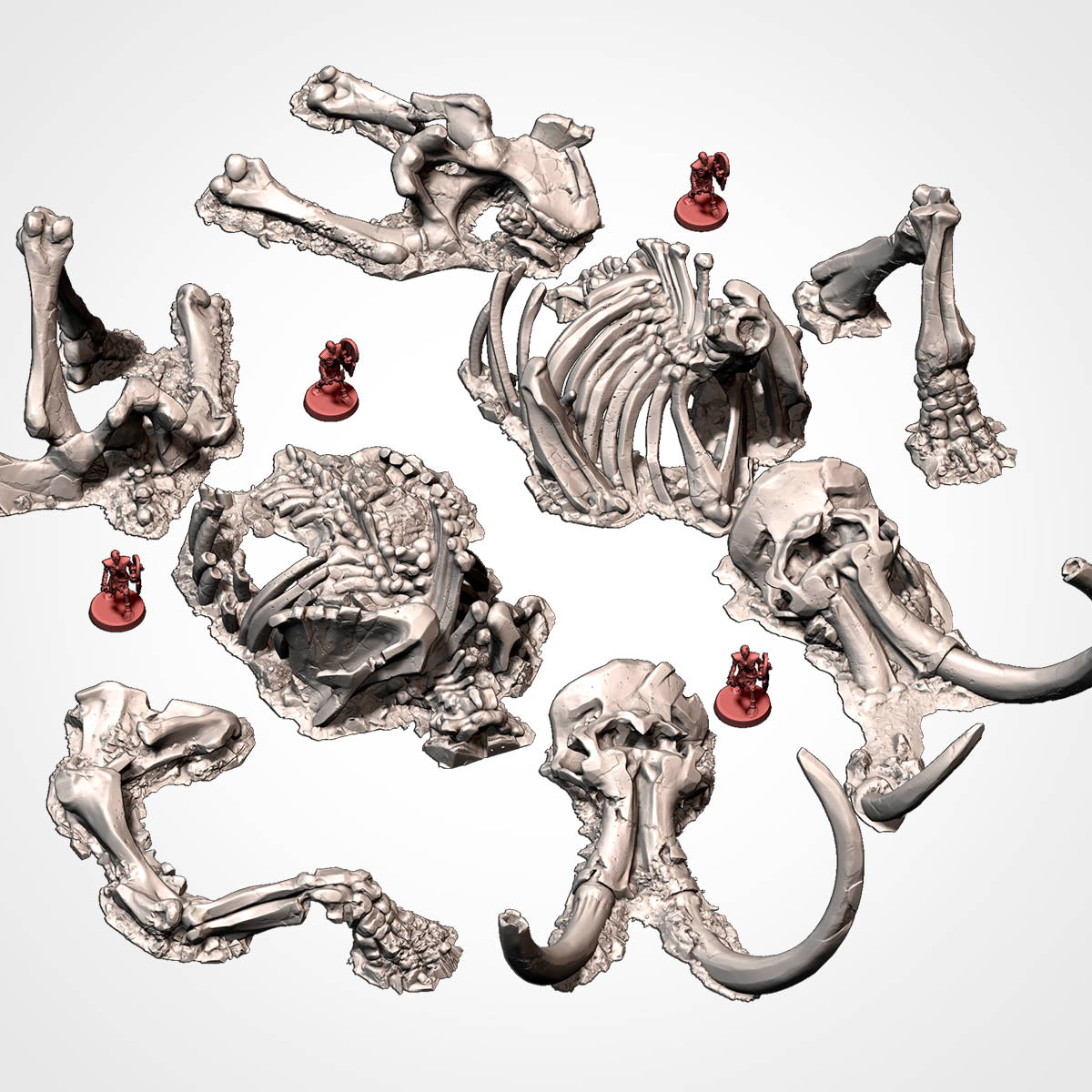 Dead giant mammoth full skeleton set, Txarli Factory scatter terrain.