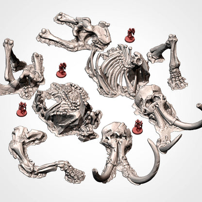 Dead giant mammoth full skeleton set, Txarli Factory scatter terrain.