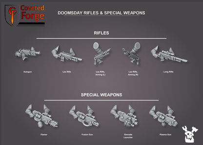 Labeled Doomsday rifle and special weapon bits: autogun, las rifle, aiming las rifles, long rifle, flamer, fusion gun, grenade launcher and plasma gun
