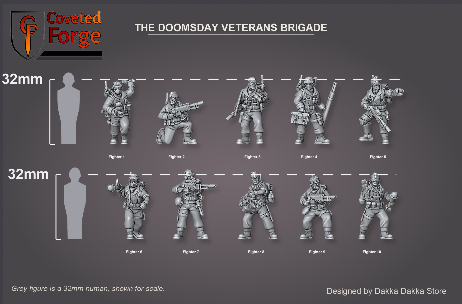 Doomsday Veterans Brigade 32mm scale reference lineup