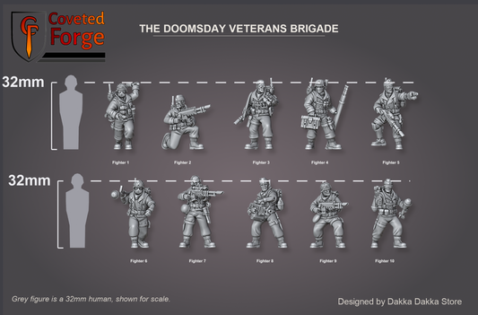 Doomsday Veterans Brigade 32mm scale reference lineup
