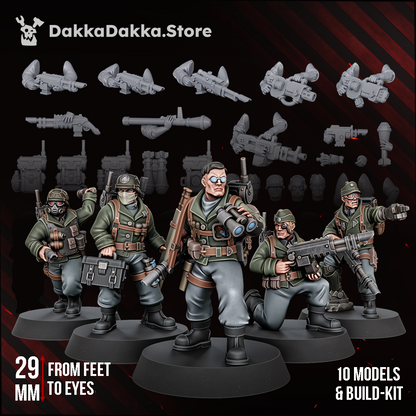 Doomsday Veterans Brigade painted squad of ten fixed-pose troopers with build kit parts