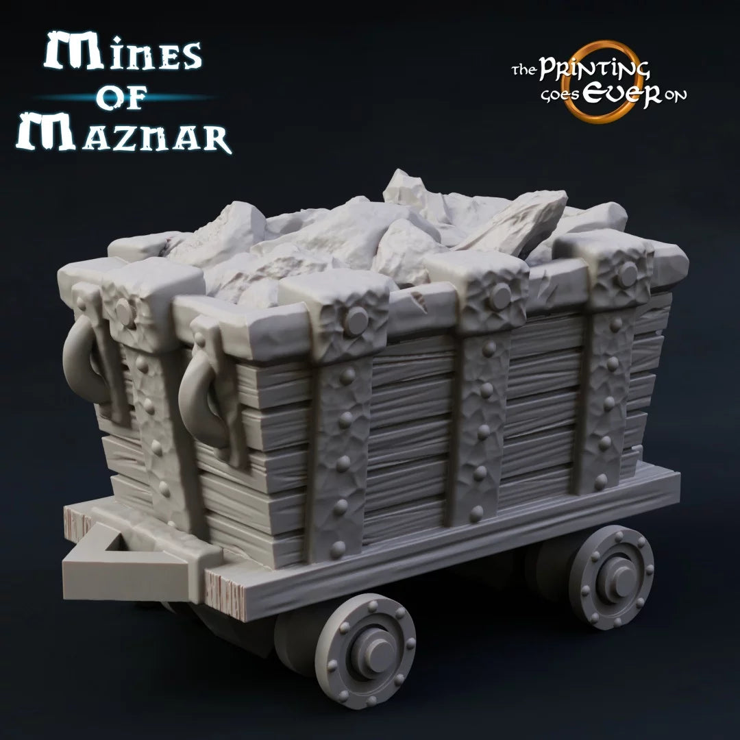 Dwarven Minecart with Rails | The Mines | Mines of Maznar  |  MESBG | The Printing Goes Ever On