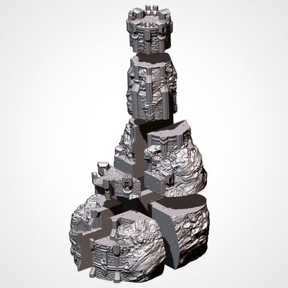 Dwarven Watchtower exploded three-quarter view of the tiers (Txarli Factory render)