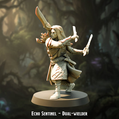 Echo Sentinel Dual-wielder with paired blades, The Printing Goes Ever On render