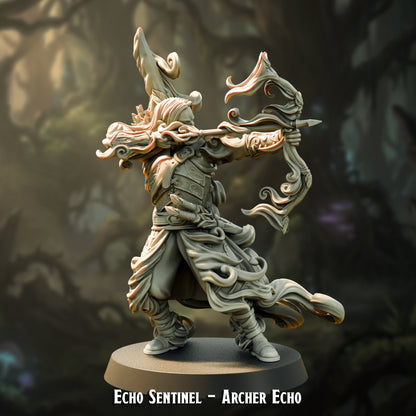 Echo Sentinel Archer Echo shown opaque, the sculpt as it prints, The Printing Goes Ever On render