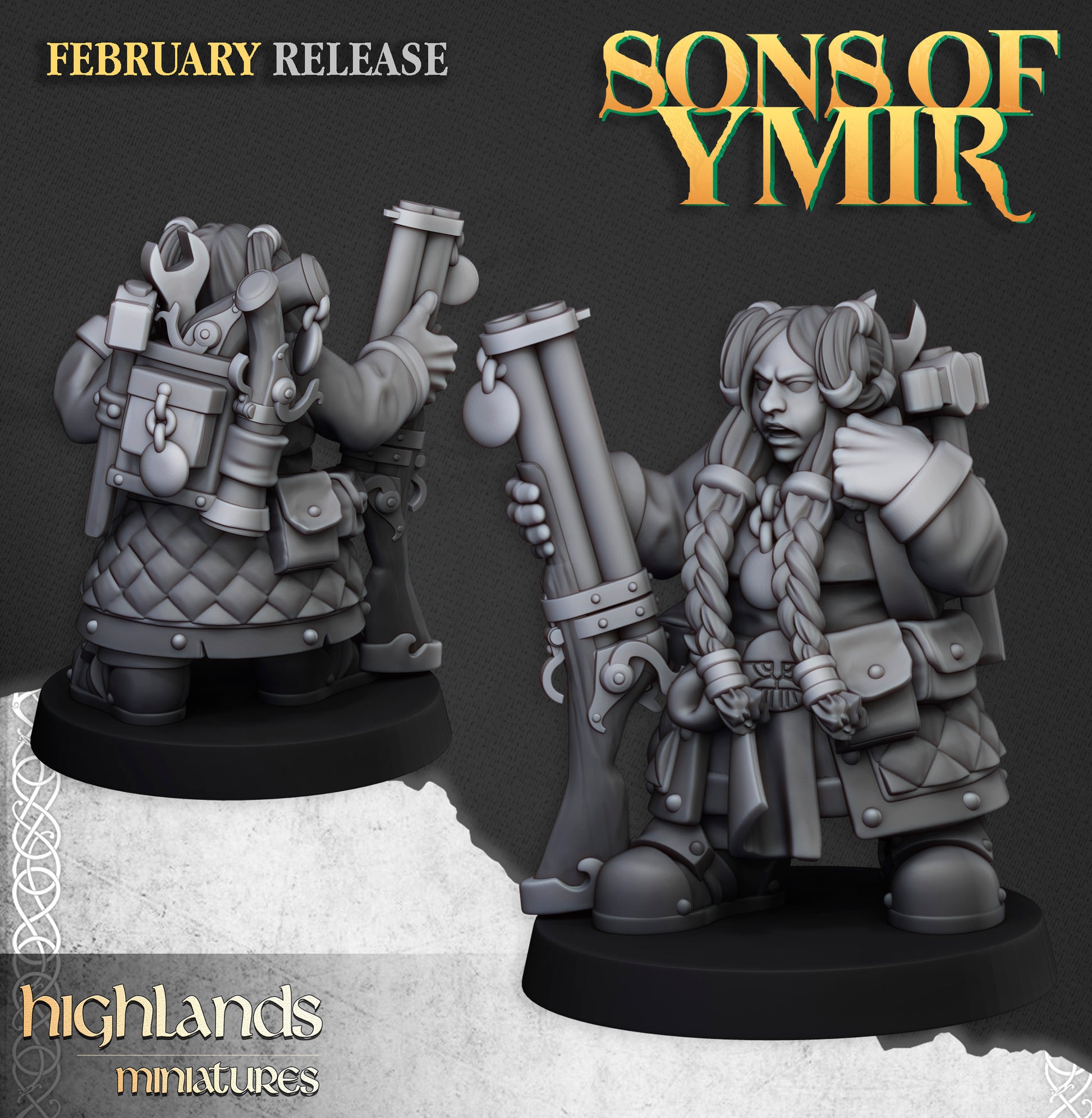 Female dwarf engineer with handgun and tools