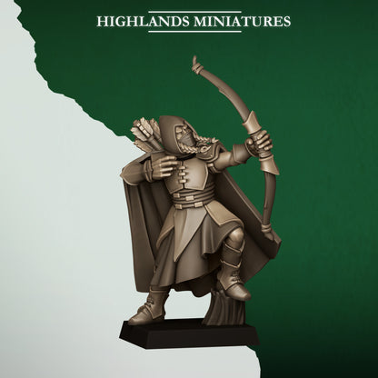 Feral Archers Model 6, wood elf archer with longbow, Highlands Miniatures render