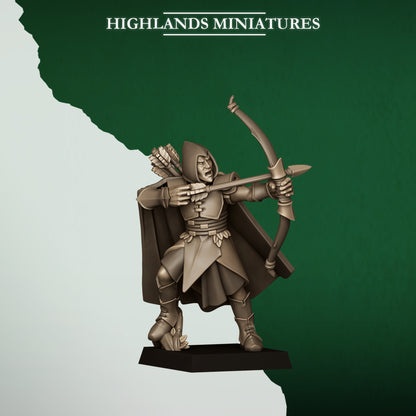 Feral Archers Model 1, wood elf archer with longbow, Highlands Miniatures render