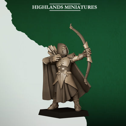 Feral Archers Model 3, wood elf archer with longbow, Highlands Miniatures render