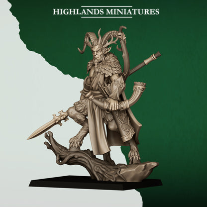 Feral Faunus forest demigod, side view, 32mm resin miniature by Highlands Miniatures