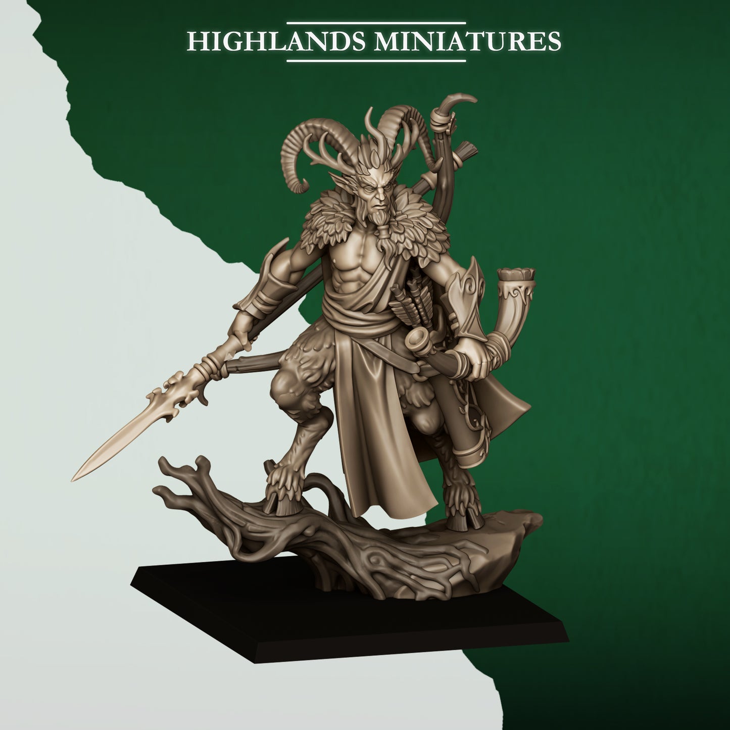 Feral Faunus forest demigod, rear view, 32mm resin miniature by Highlands Miniatures