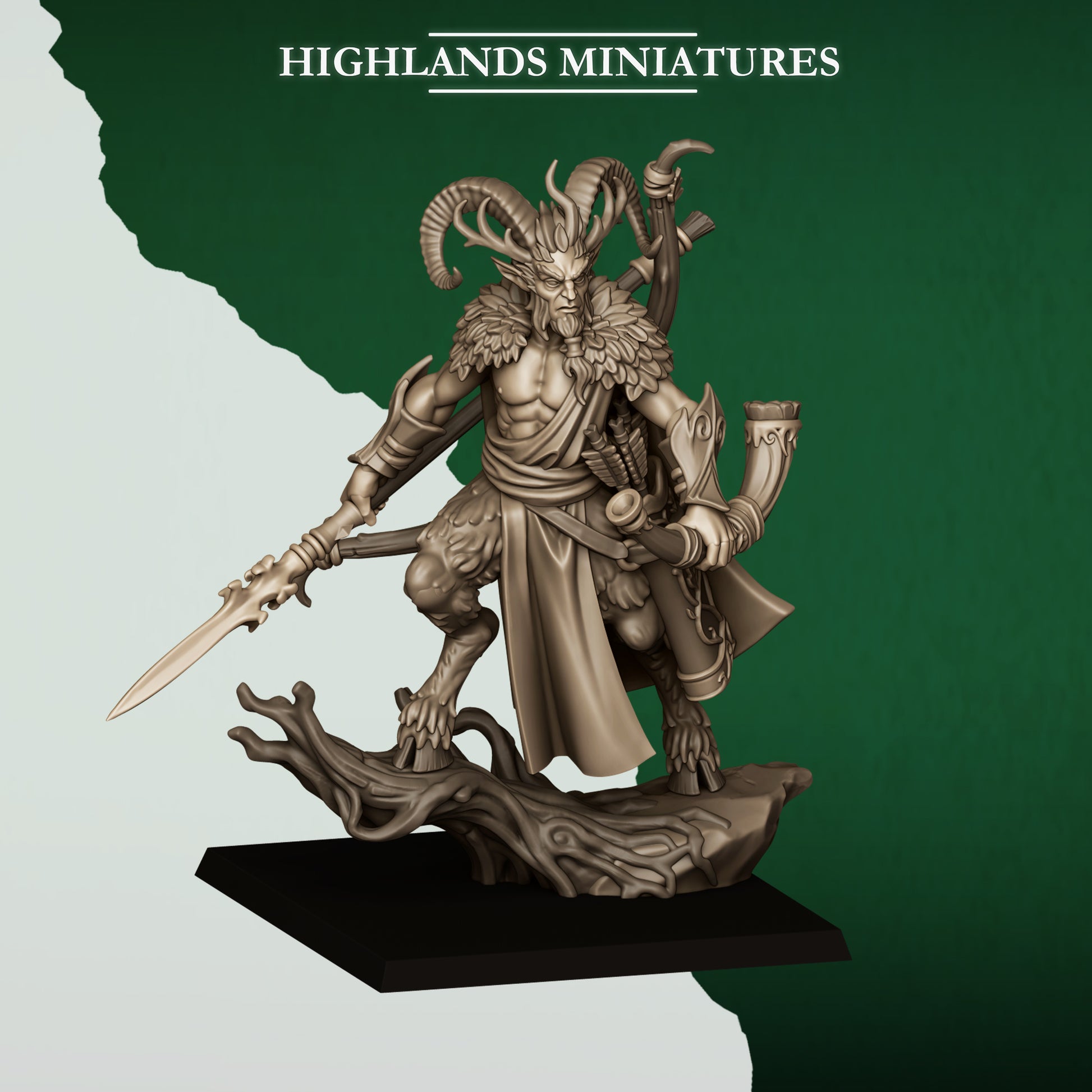 Feral Faunus forest demigod, rear view, 32mm resin miniature by Highlands Miniatures
