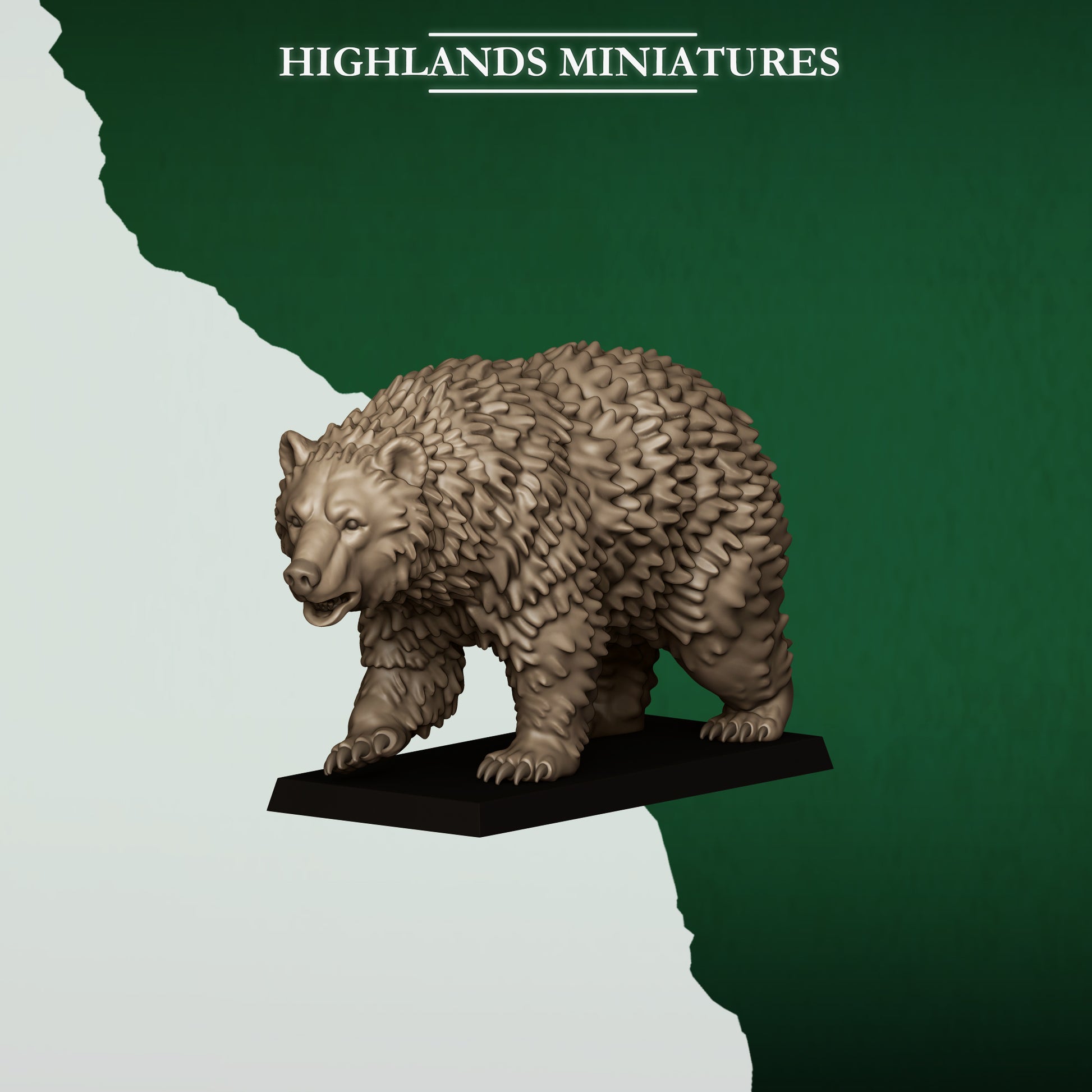 Feral war bear, wood elf great bear beast, 32mm resin by Highlands Miniatures