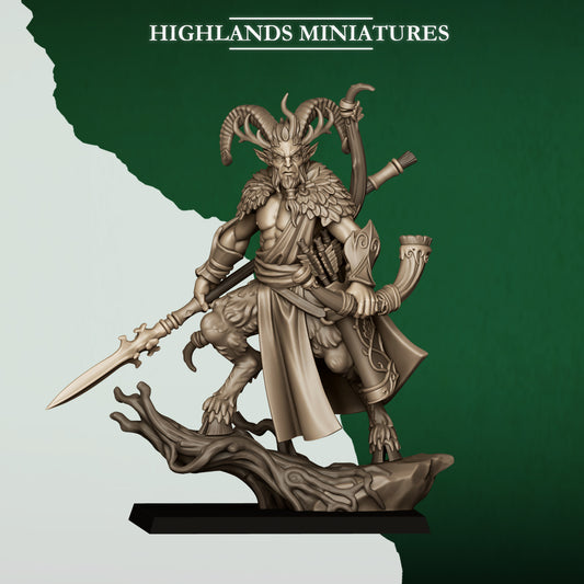 Feral Faunus, horned forest demigod monster miniature, 32mm resin by Highlands Miniatures
