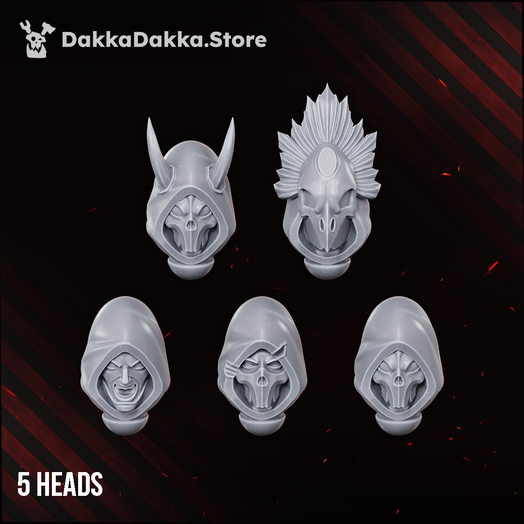 The five interchangeable Firestorm Guardians heads, Dakka Dakka Store render