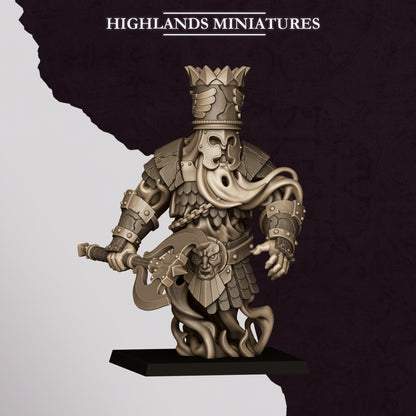 Marduk Fire Incantation flame priest, single mage, 32mm resin miniature by Highlands Miniatures