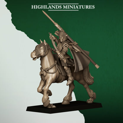 Mounted Feral Archers Model 5, wood elf horse archer on a horse, Highlands Miniatures render