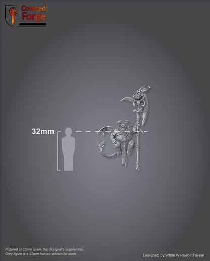 Scale reference: Gal'garin the Usurper at 32mm scale beside a 32mm human silhouette