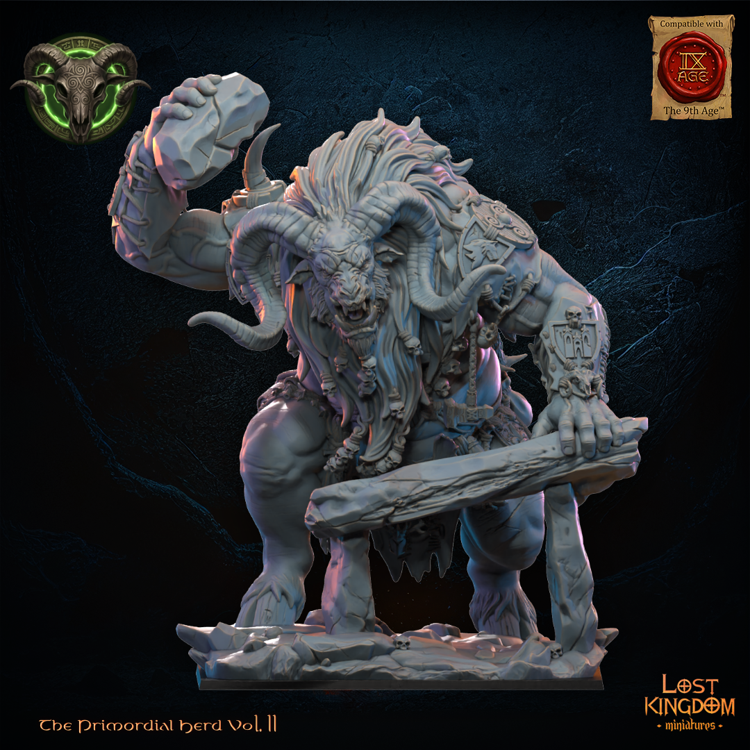 Gentilak, a colossal horned beast-herd behemoth with a great blade