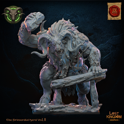 Gentilak, a colossal horned beast-herd behemoth with a great blade
