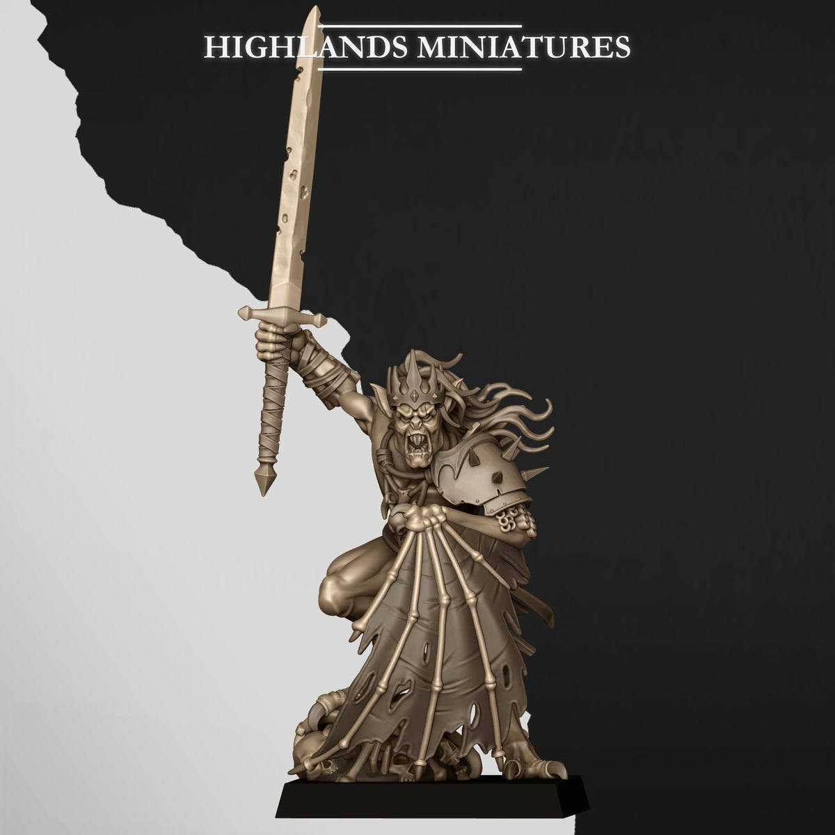 Ghoul King, front view from the right, Highlands Miniatures render