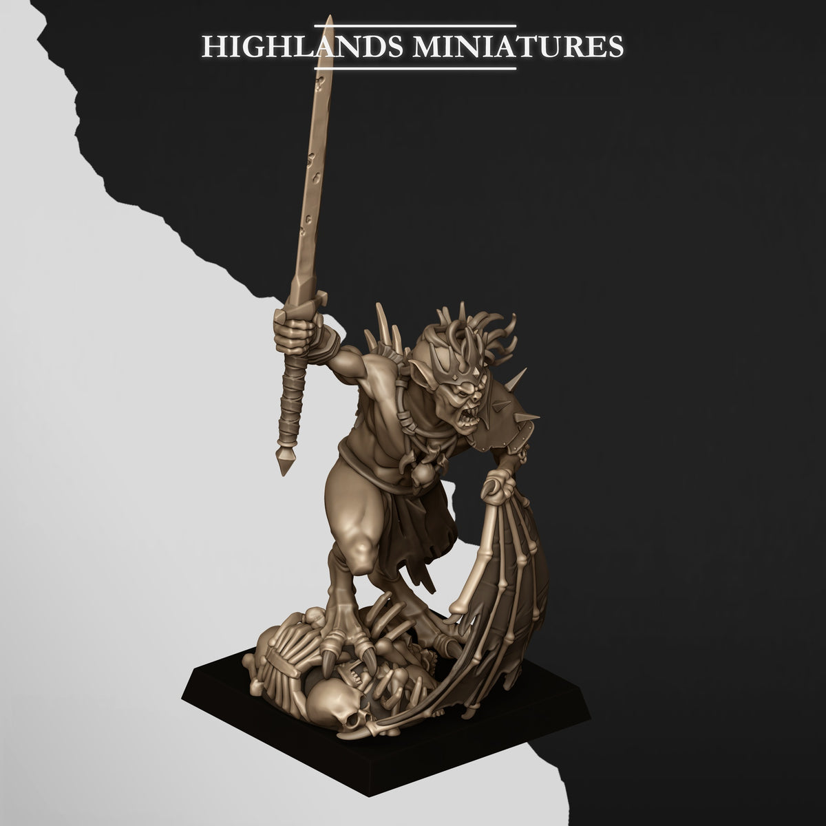 Ghoul King, side view from above, Highlands Miniatures render