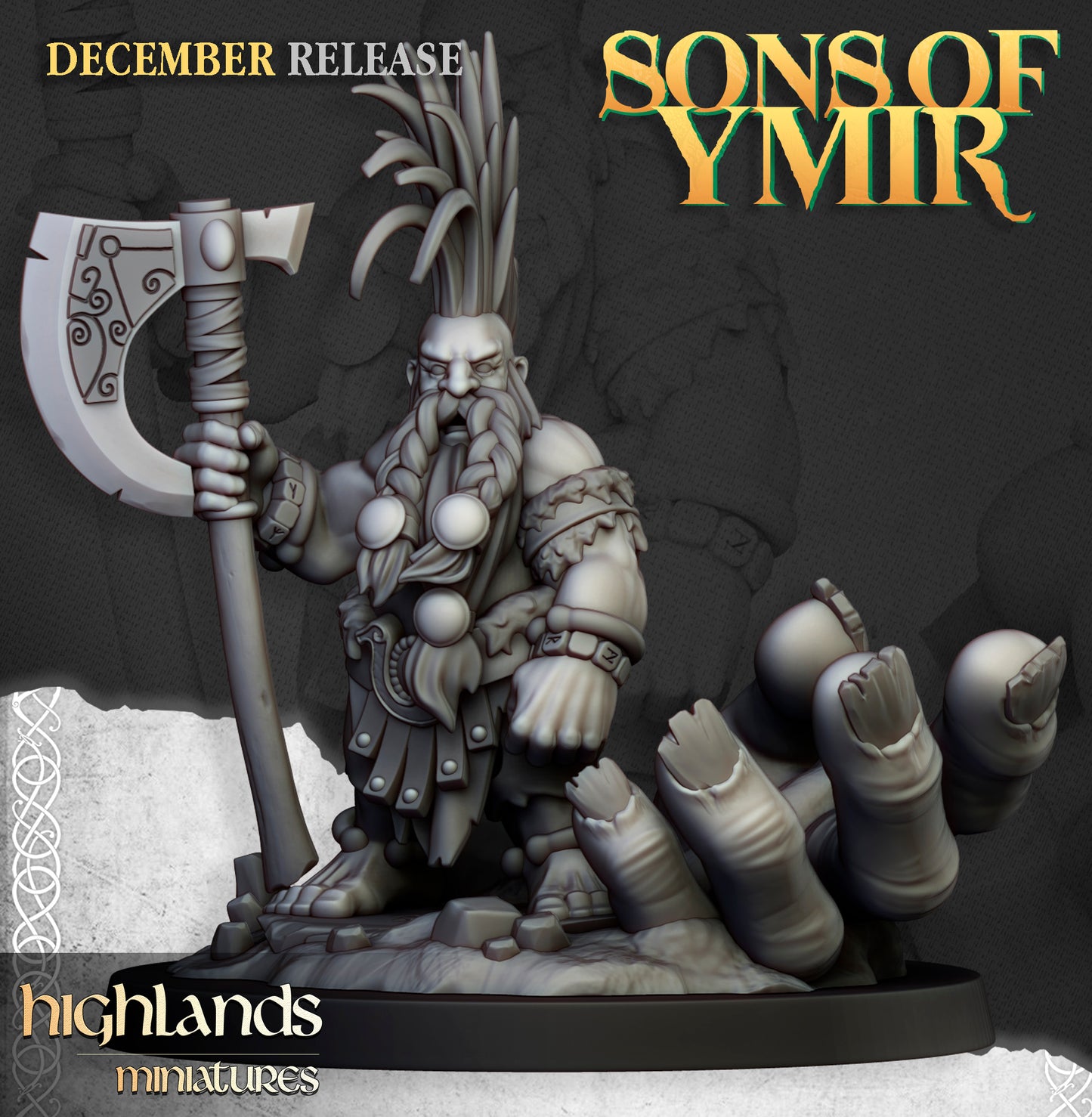 Dwarf Giantseeker slayer with great axe over a slain giant's fist