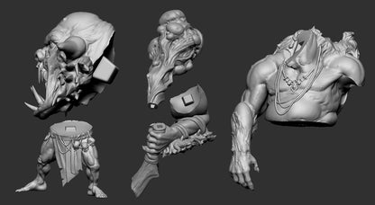 Gloock Fomorian resin parts, body, legs, head, club arm and club