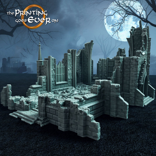 Ruined Gothic Cathedral – Cemetery Terrain | Undead Army | MESBG | The Printing Goes Ever On