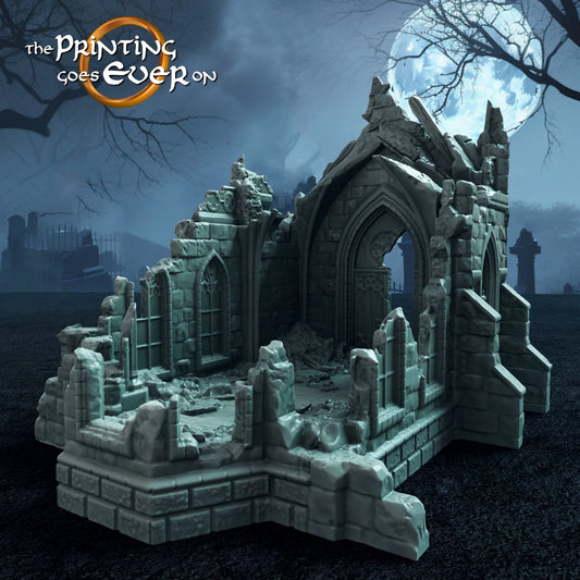 Ruined Gothic Chapel – Cemetery Terrain | Undead Army | MESBG | The Printing Goes Ever On