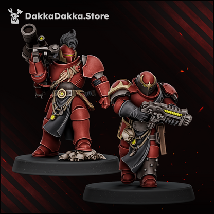 Two assembled Great Vortex Knights with missile launcher and laser rifle, Dakka Dakka Store render